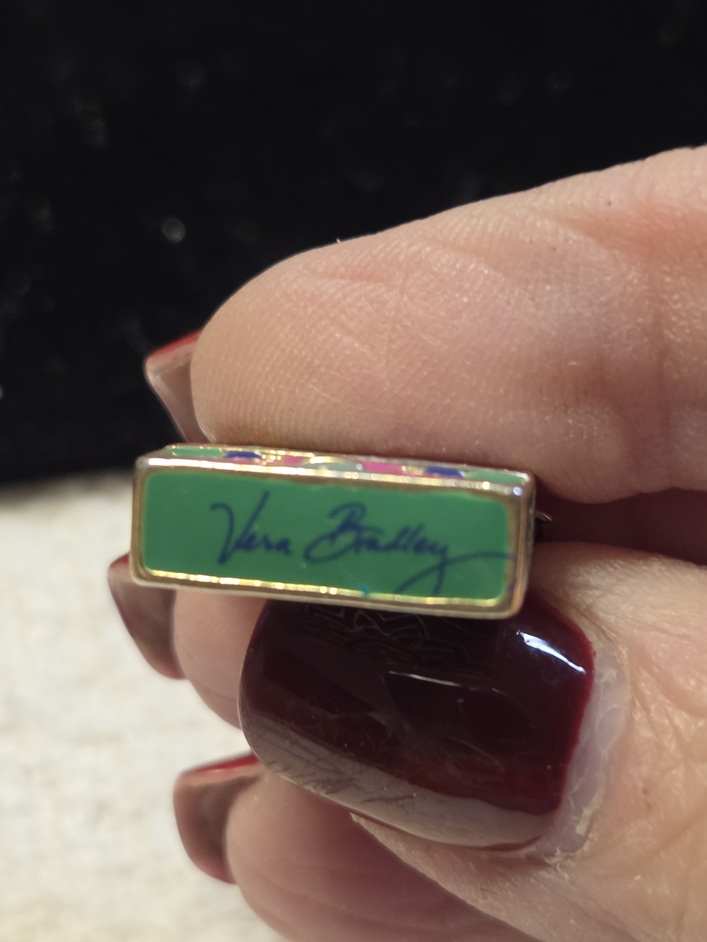 Vera Bradley Green Enamel Signature Pendant with Gold Frame